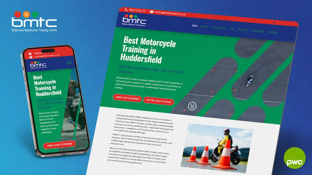 New responsive website design for Brighouse Motorcycle Training Centre by Paul Walker Creative